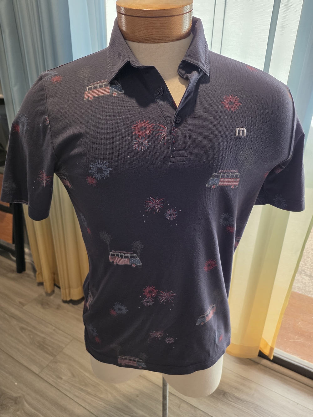 TravisMathew Firework Display Lake Tahoe Old Brockway VW Bus Golf Polo Men's M
